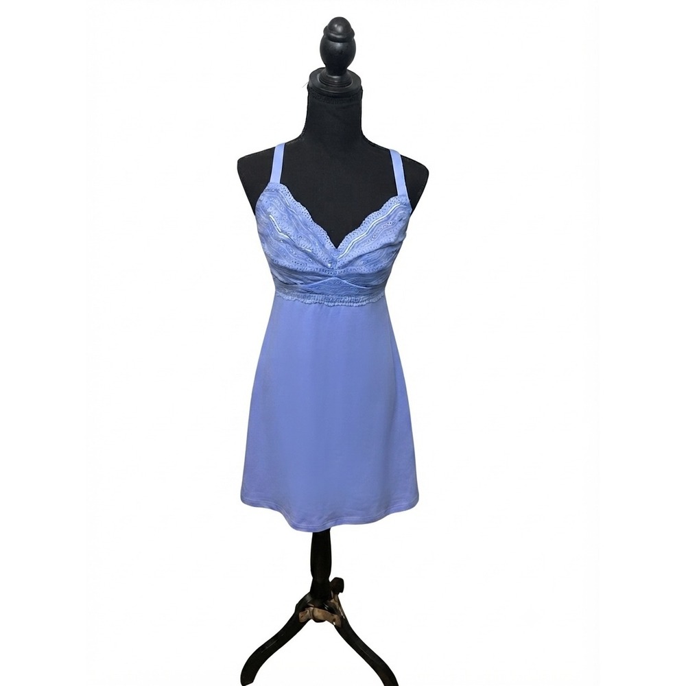 Cosabella Dolce Babydoll Chemise Women Small Blue Excellent Eyelet Lace Italy
